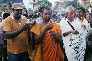 Peaceful protest at Galle Face...