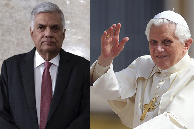 President Ranil expresses condolences over death of former Pope Benedict XVI