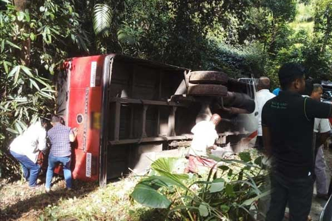 At least 28 injured after bus topples down precipice