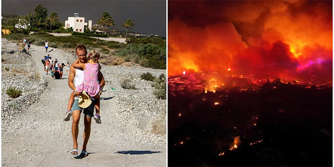 Thousands of tourists evacuated as wildfires rage in Greece