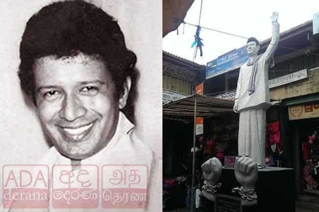 Late Vijaya Kumaratungas statue in Dehiwala damaged