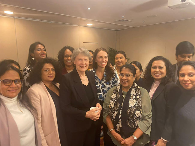 Sri Lankas women MPs meet former New Zealand PMs Jacinda Ardern and Helen Clark