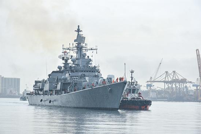 Indian warship Delhi docks in Colombo