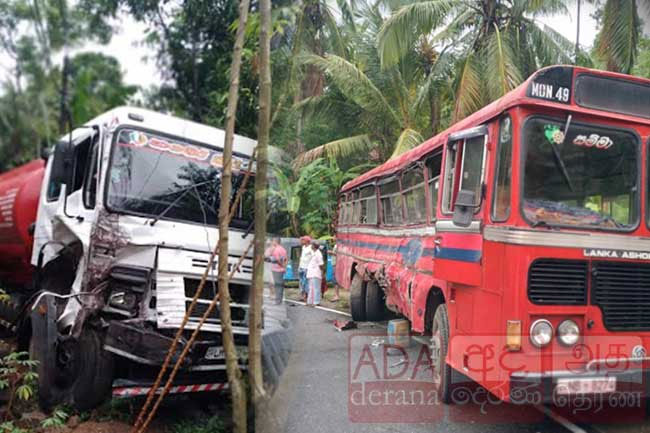 Six injured after bus collides with bowser in Badalkumbura