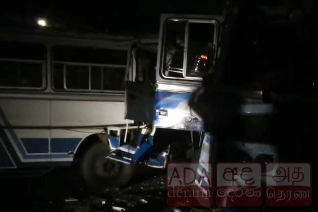 15 injured in head-on collision of two buses at Wewaldeniya
