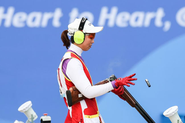   Chinese shooters break world record in womens trap team event at Hangzhou Asian Games