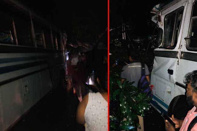 Three injured after tree falls on bus in Kosgama