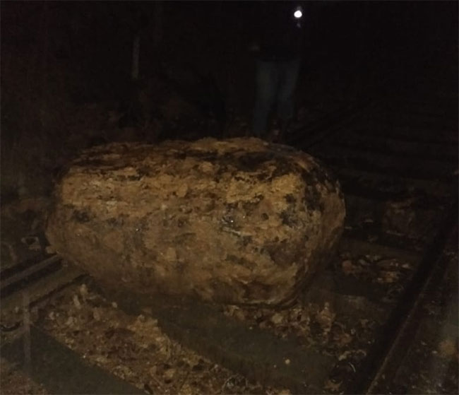Train services disrupted on up-country line due to earth slip