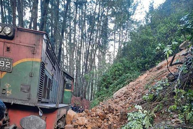 Earth slip disrupts train operations on Upcountry Line 