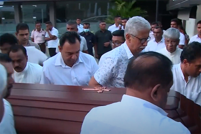 Remains of late State Minister Sanath Nishantha lie in state