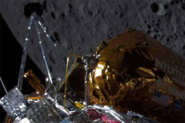 Private spacecraft lands on lunar surface; first U.S. moon landing