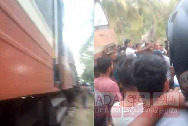 Protesters block railway track after fatal train accident in Chilaw