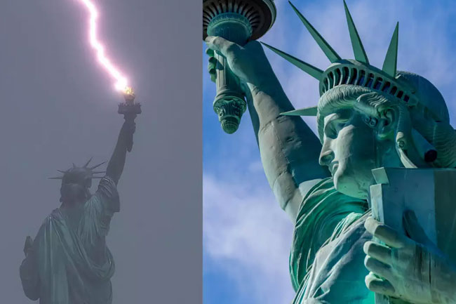Statue of Liberty shakes during earthquake, day after lightning struck its torch