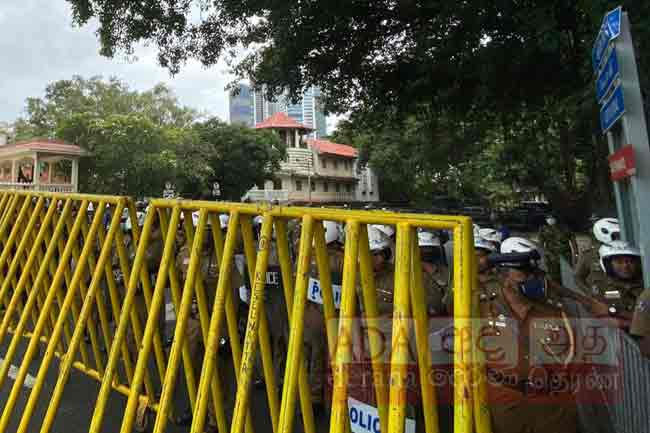 Lotus Road in Colombo closed due to protest