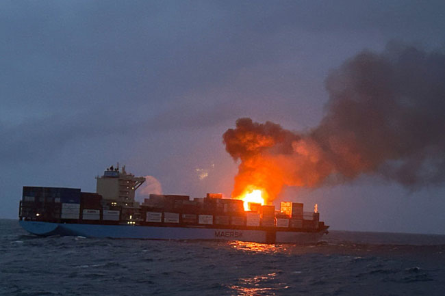 Massive fire on Sri Lanka-bound ship carrying hazardous cargo off Goa