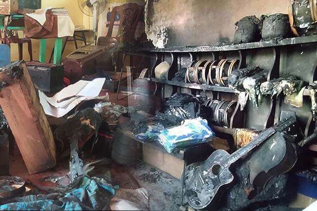 Arson suspected as police question student over fire that destroyed school music room