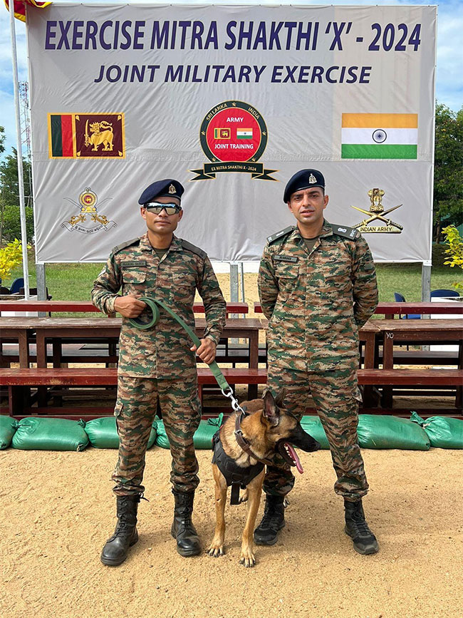 Indian and Sri Lankan dogs practice the Mitra Shakti exercise