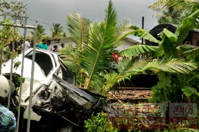 One dead, another critical after lorry collides with train in Maha Induruwa