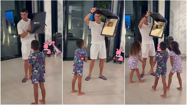 Cristiano Ronaldo Shatters YouTube Records, Surprises His Kids with YouTube's Golden Button