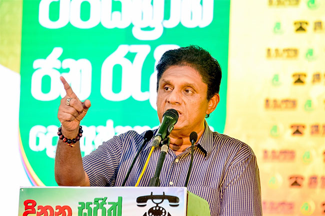 Sajith promises salary hikes, pension boosts and tax cuts; explains funding plan