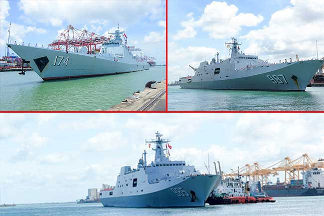 Chinese and Indian warships visit Colombo on same day