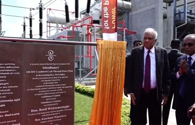 President inaugurates Sri Lankas first LNG power plant Sobadhanavi