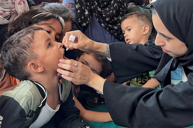 U.N. begins polio vaccination in Gaza, as fighting rages