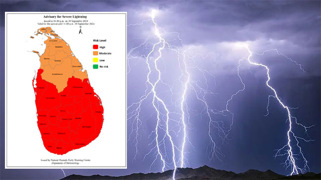 Weather advisory for severe lightning