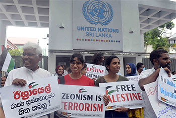 Protest in Colombo marks one year since Gaza war