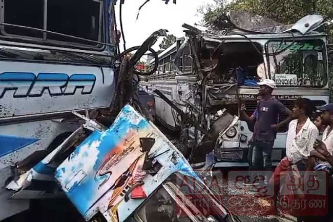 28 injured in head-on collision between two buses in Avissawella