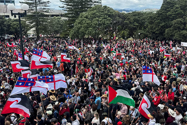 Tens of thousands rally at New Zealand parliament against bill to alter Indigenous rights