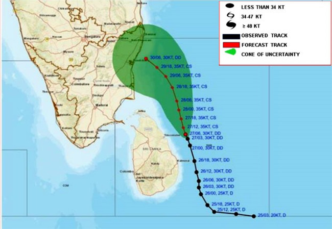 Warning issued over possible cyclone nearing Sri Lanka’s east coast