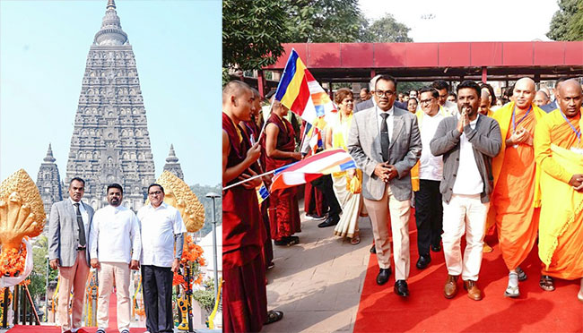 President Dissanayake offers prayer at Mahabodhi Temple