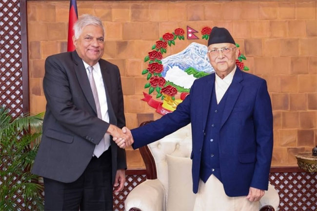 Former president Ranil meets Nepals prime minister