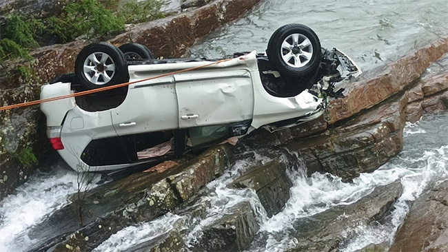 Two dead after car plunges into river in Kandy