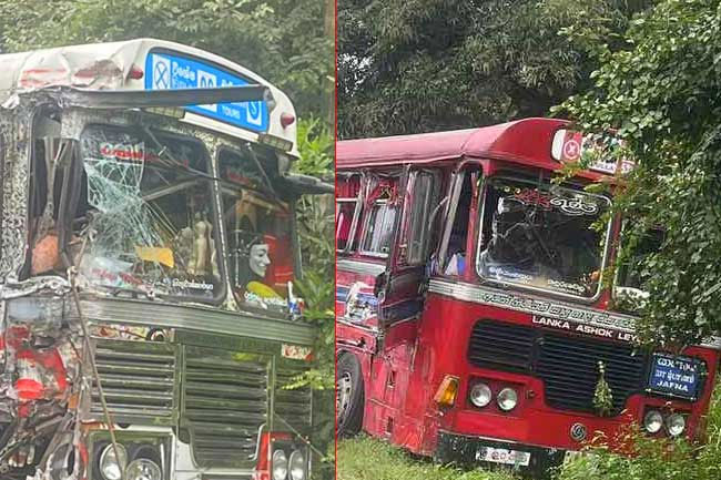 16 injured in head-on collision of two buses in Habarana 