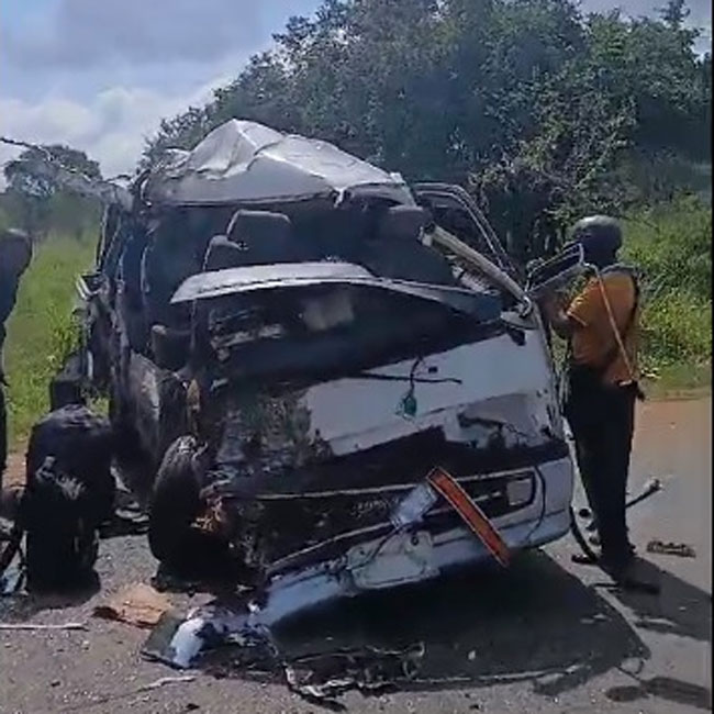 Two dead, 35 injured in bus-van collision at Habarana