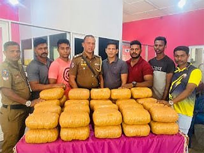 Two arrested with over 100kg of Kerala cannabis in Jaffna