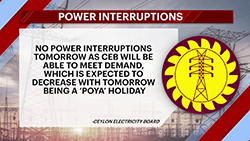 No power cuts tomorrow - CEB (English)