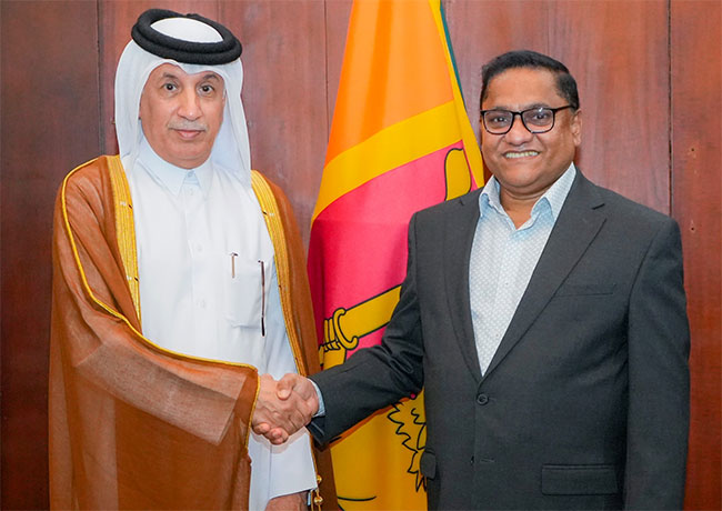 Qatars Minister of State for Foreign Affairs meets Sri Lankas FM, Deputy FM