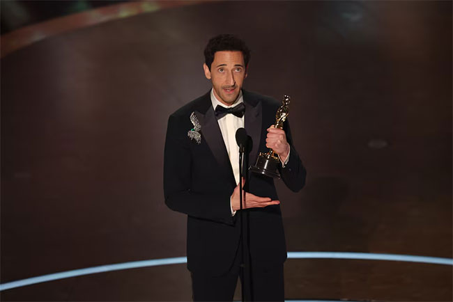 Adrien Brody wins best actor for The Brutalist, his second Oscar