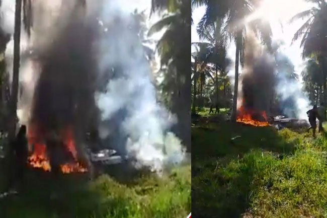 SLAF training aircraft crashes in Wariyapola