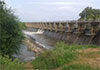 Two sluice gates of Thabbowa Reservoir opened