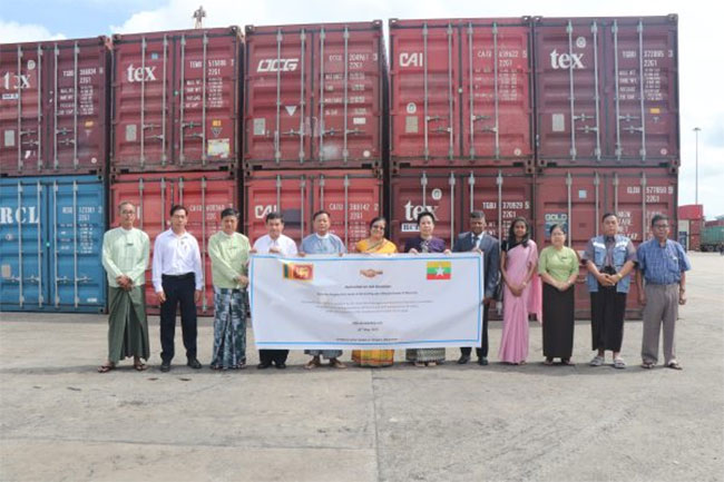 Humanitarian aid shipment from Sri Lanka reaches Myanmar