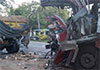 One dead, 12 injured in bus-tipper truck collision in Weliara