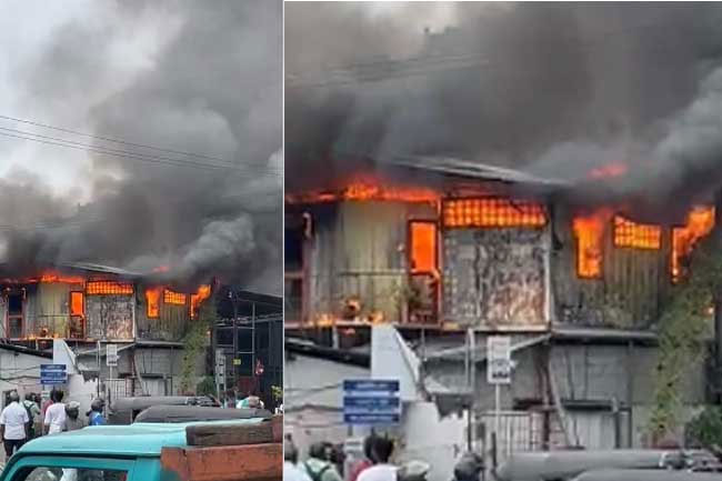 Fire breaks out in a shop in Rajagiriya