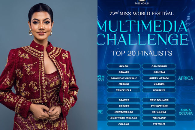 Sri Lankas Anudi among top 20 finalists in Miss World Multimedia Challenge