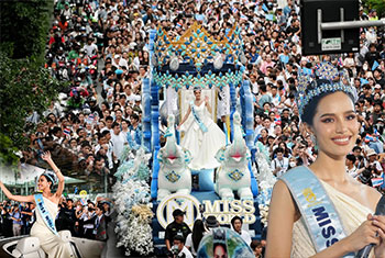 Thousands gather to welcome Thailands first Miss World, Opal Chuangsri