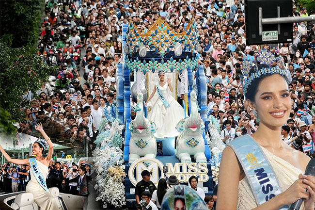 Thousands gather to welcome Thailands first Miss World, Opal Chuangsri