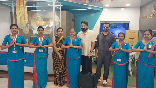 Indian actor Mohanlal Viswanathan arrives in Sri Lanka for film shoot